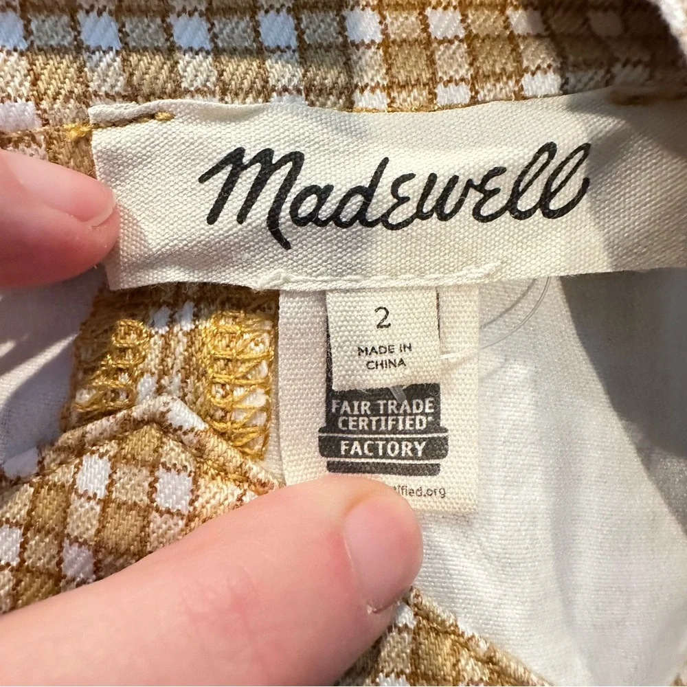 NWT Madewell Denim Supercrop Tank Top Mini Check Autumn Gold size 2 - Picture 5 of 7